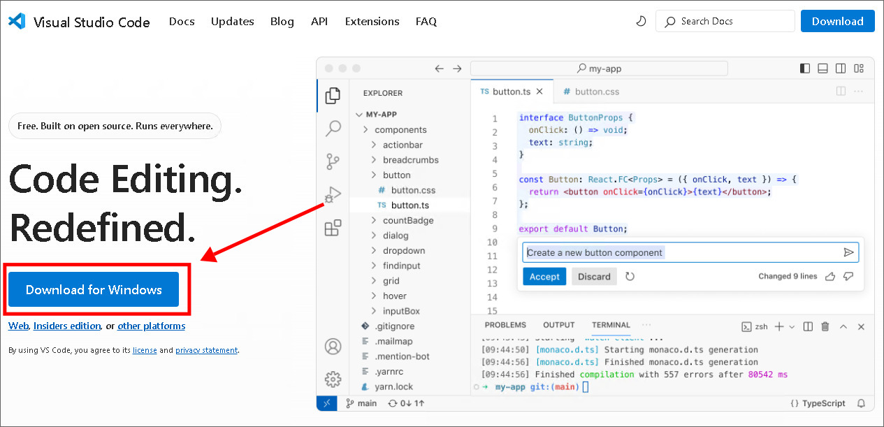 vscode download button
