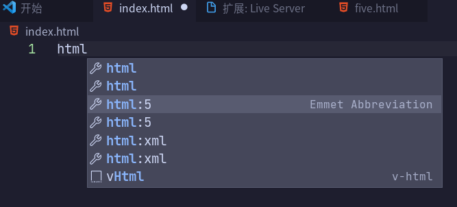 自带的代码片段